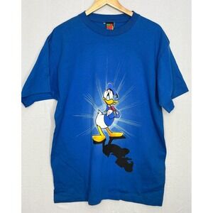 Donald Duck Graphic Shirt Mens Blue USA Vintage Mickey Unlimited Disney Large